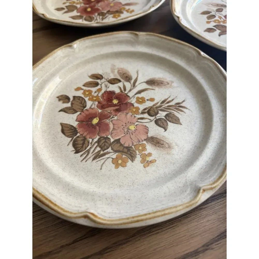 Vintage 1970s Festive Endura Collection Salad Plates Stoneware Made in Japan (5)